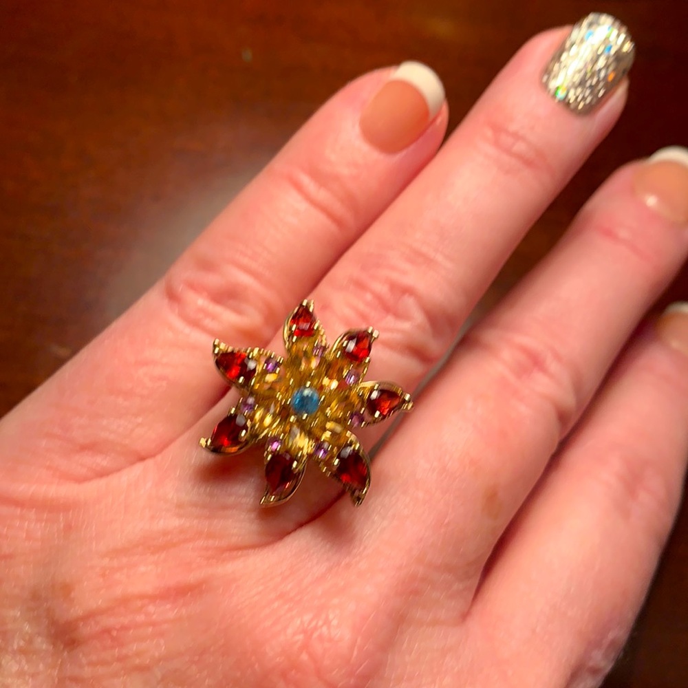 Gold Multi Stone Ring - image 1